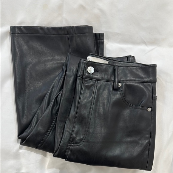 Black Faux Leather Pants Zara size 2 - Picture 1 of 5